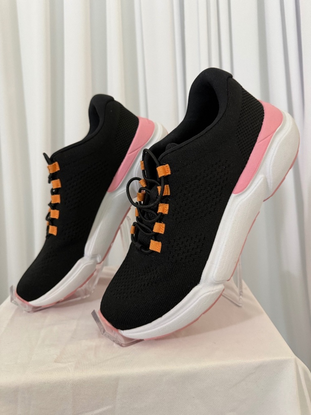 Easy Spirit x Denise Austin Sneakers Black Pink Orange Size 7.5M NWOB